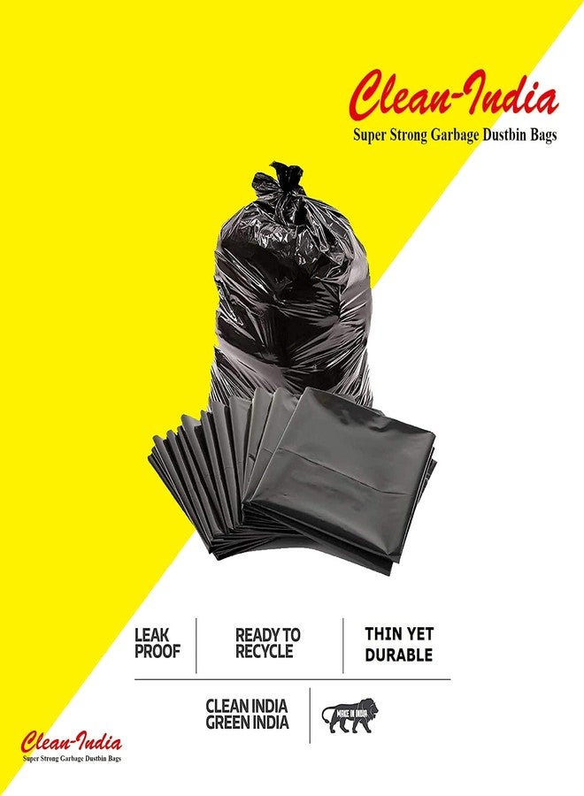 Clean India أكياس قمامة نظيفة من الهند - 120 كيسًا - أكياس قمامة للاستخدام مرة واحدة / أكياس سلة المهملات / أكياس نفايات للمستشفيات والمنازل والمراكز التجارية والحدائق (متوسط - 19 × 21 - عبوة من 4 أكياس، أسود) - Image 4